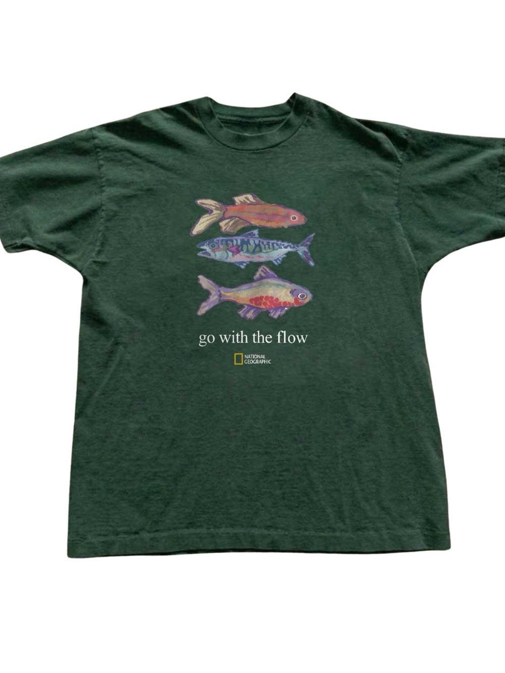 Gildan Green "Go With The Flow" Fish T-Shirt